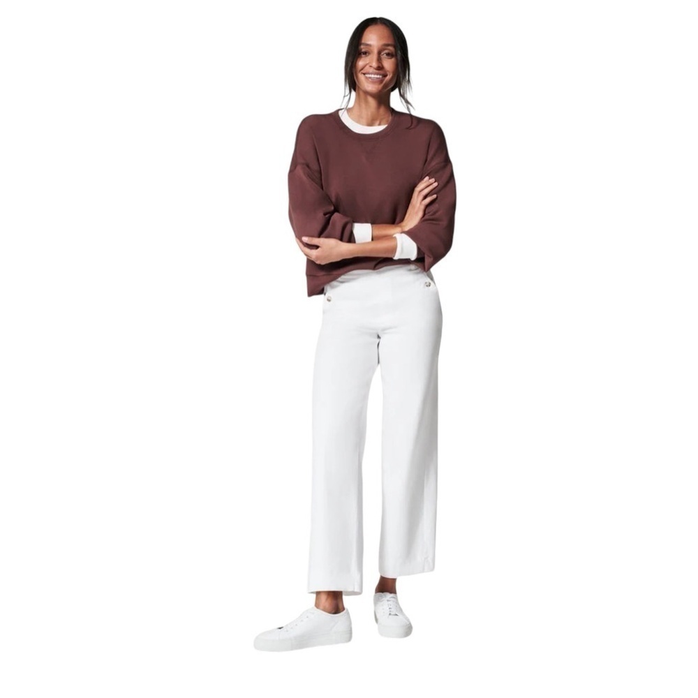 Spanx Stretch Twill Cropped Wide Leg Pant Size 1X White
